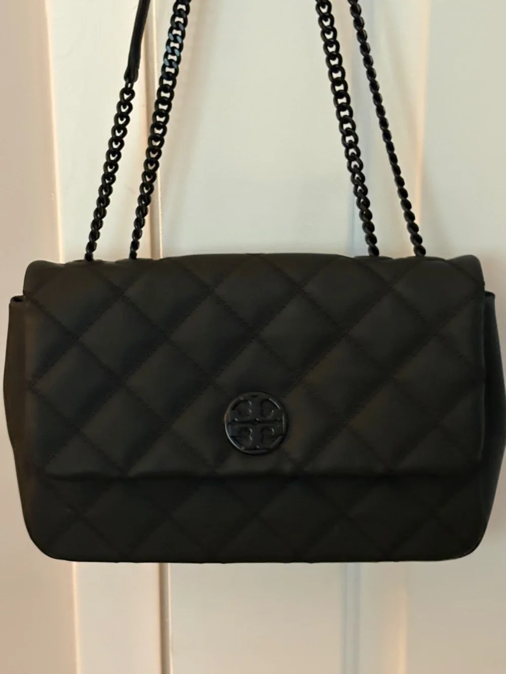 Tory Burch Matte Willa Handbag Bag Black Large